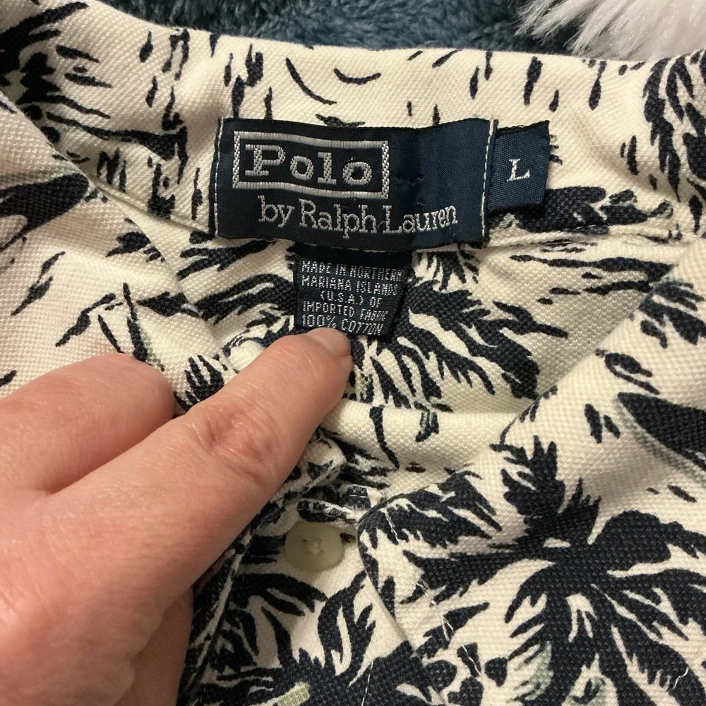 Polo By Ralph Lauren Men's Lg Short Sleeve Tropical Hawaiian Polo Shirt